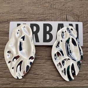 Urban Outfitters Coraline Silver tone Abstract Oversized Statement Earrings